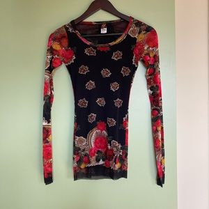 Jean Paul Gaultier Floral Mesh Top